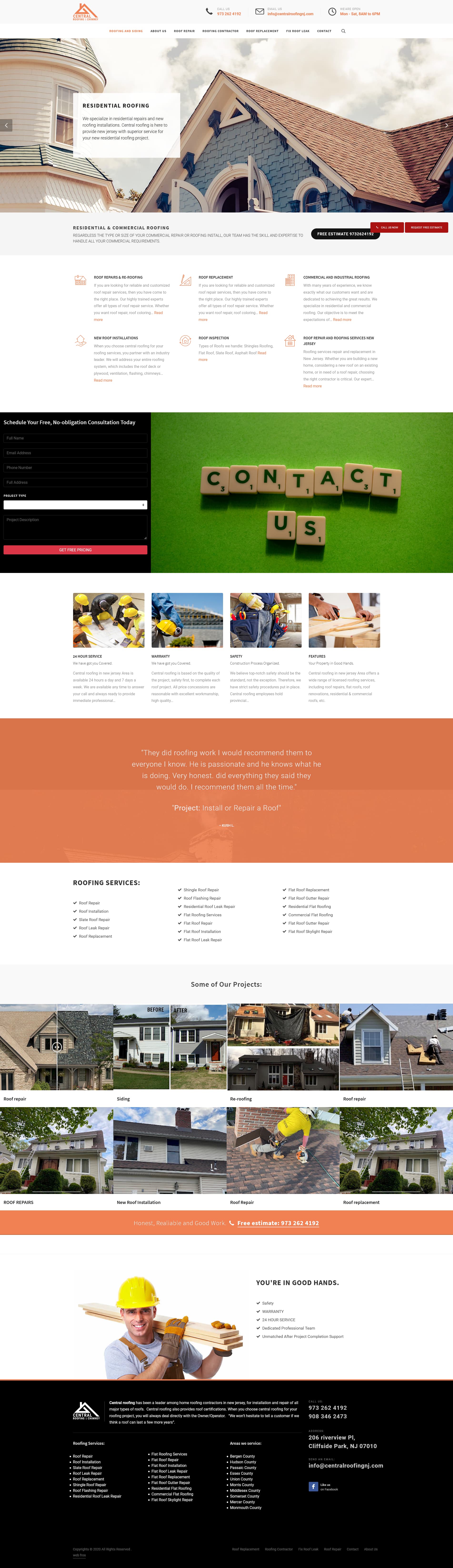 Central roofing - New Jersey, USA Web development